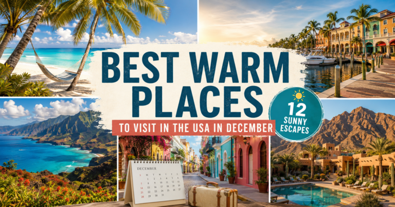 Best warm places to visit in the USA in December including tropical beaches, Florida and desert destinations