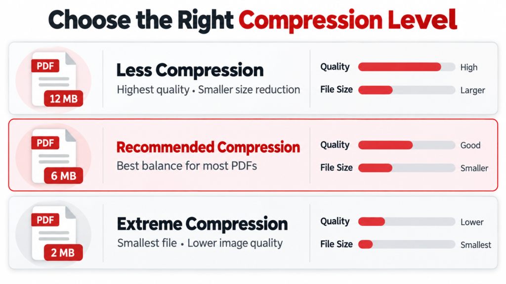 iLovePDF compression levels infographic